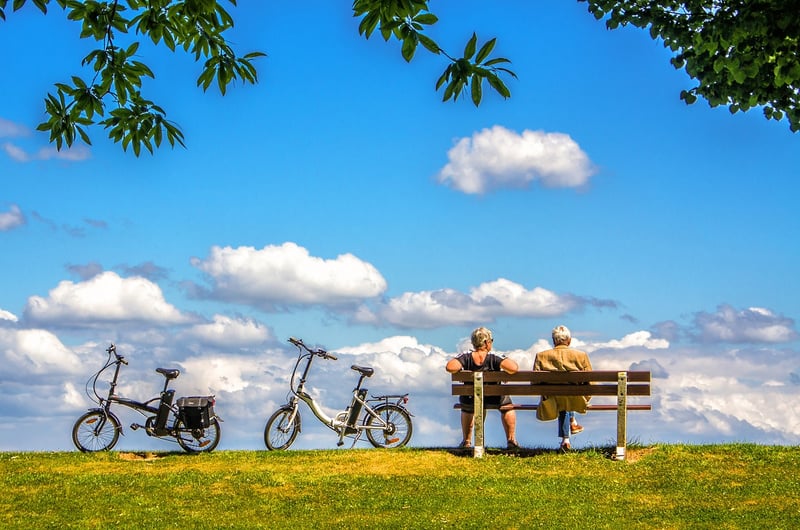 Couple riding a bicycle